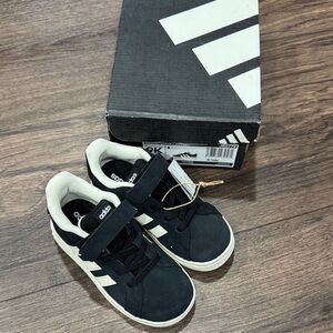 Adidas Kids Black and Cream Sneakers